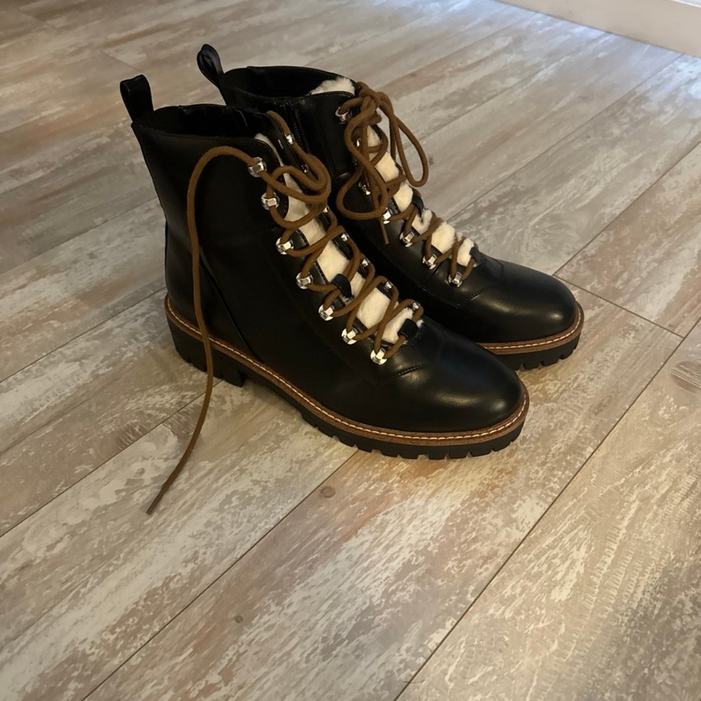 Black and White Winter Fur Boots